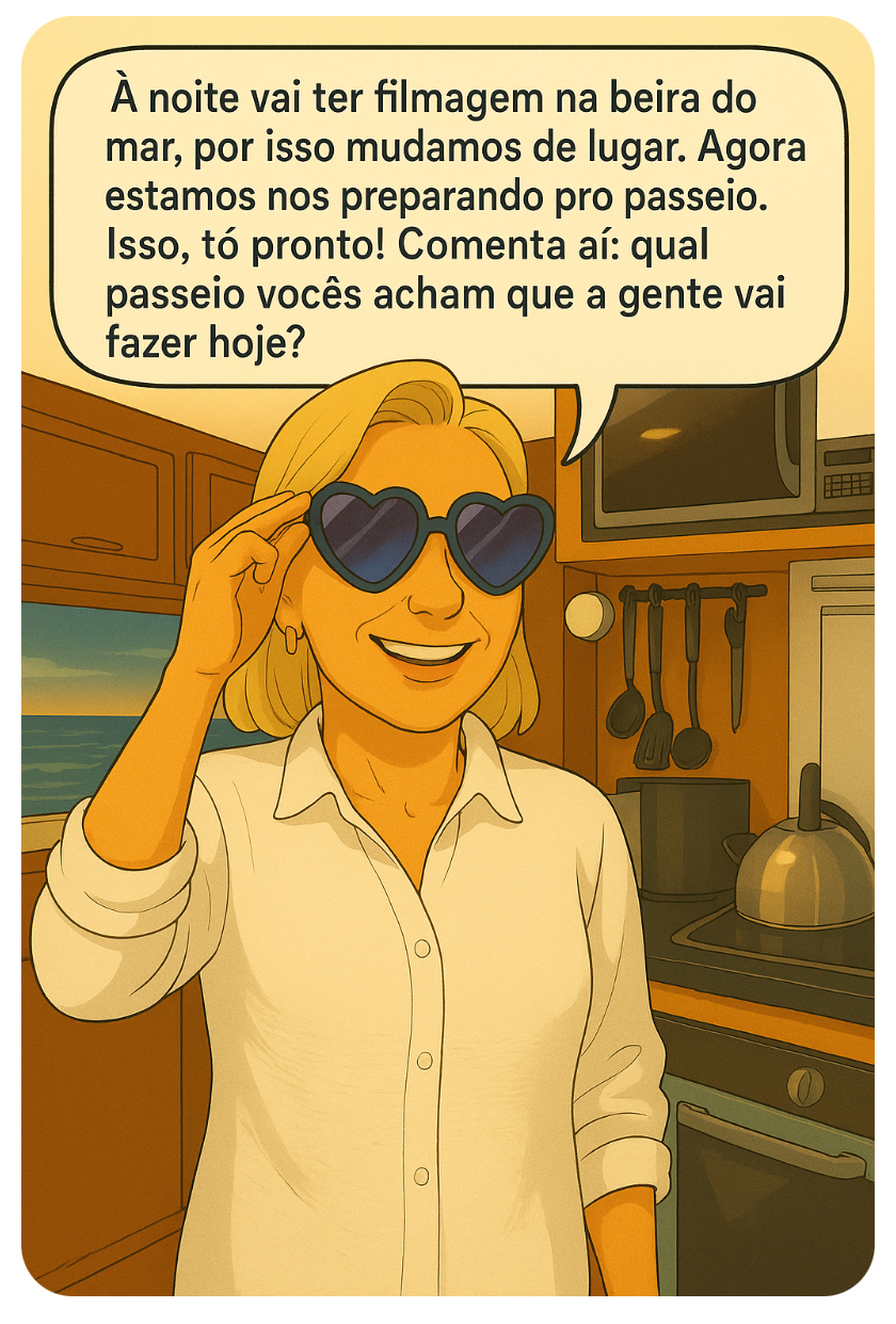 Já estamos no barco rumo ao nosso destino.