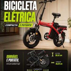 Scooter Elétrica Dobrável com Assento – Compacta e Potente